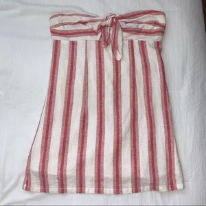 Red and White Striped Strapless Dress